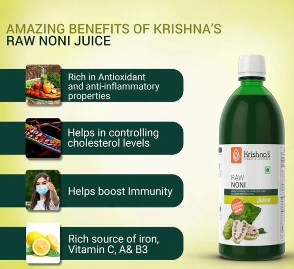Krishna Raw Noni Juice | Morinda citrifolia - 1000ml