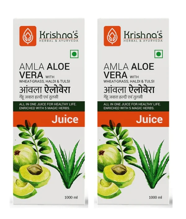 Krishna Amla Aloe Vera Wheat grass Haldi Tulsi Juice - 1000ml