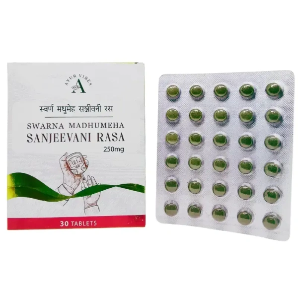 AYUR VIBES Swarna Madhumeha Sanjeevani Rasa 250Mg - Ayur Vibes - 30Tablet