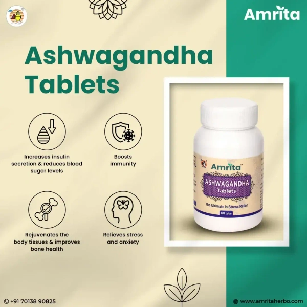 AMRITA DRUGS  Ashwagandha Tablet - Amrita - 60 Tablet