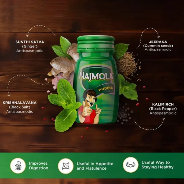 DABUR INDIA LIMITED Hajmola Pudina Tablet - Dabur  - 120Tablet