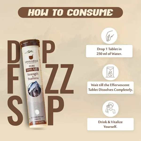 MANKIND PHARMA Pure Shilajit Effervescent - Upkarma - 20Tablets