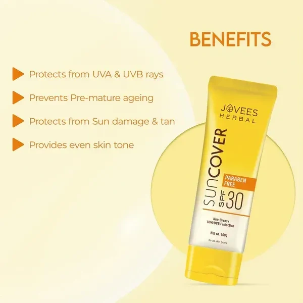 JOVEES HERBAL CARE Sandalwood Natural Sun Cover SPF 30 - Jovees - 100g