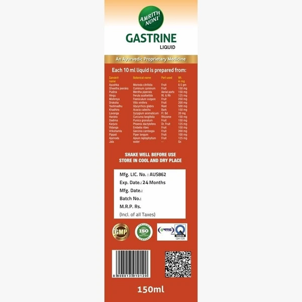 MS.VAL YOU PRODUCTS Amrith Noni Gastrina Syrup Sugar Free - Ms. Val You Product - 150Ml