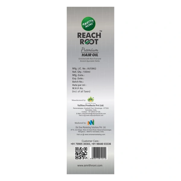 MS.VAL YOU PRODUCTS Amrith Noni Reach Root Premium Hair Oil - Ms Val You Product - 100Ml