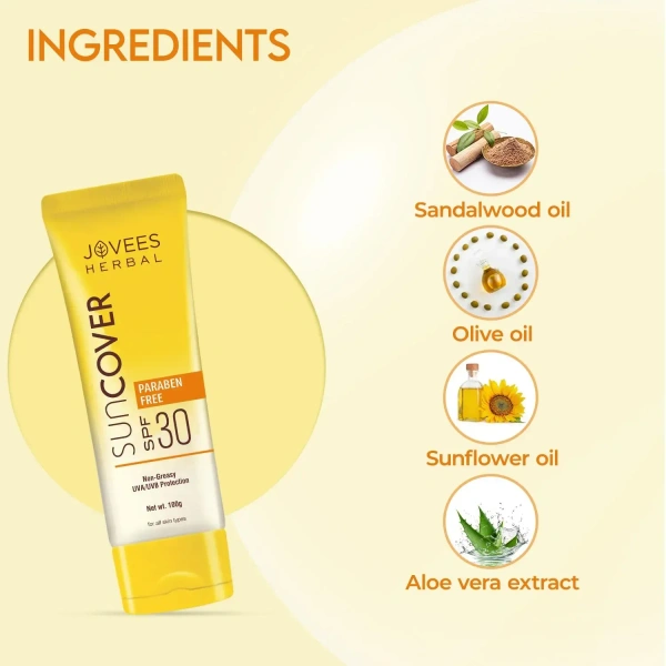 JOVEES HERBAL CARE Sandalwood Natural Sun Cover SPF 30 - Jovees - 100g