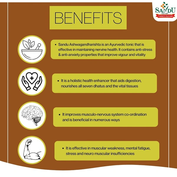 SANDU BROTHERS Ashwagandharishta - Sandu - 450Ml