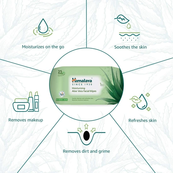 HIMALAYA PHARMA Moisturizing Aloevera Facial Wipes - Himalaya - 10's