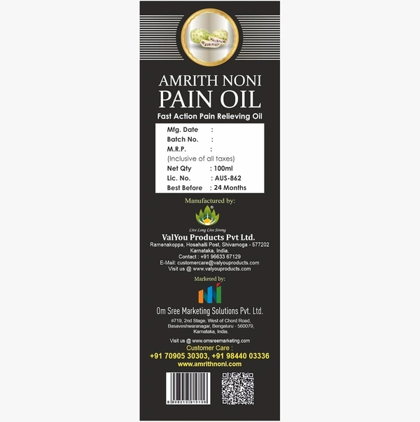 MS.VAL YOU PRODUCTS Amrith Noni Pain Oil - Ms. Val You Product - 100Ml