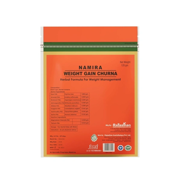 RAJASTHAN HERBALS  Namira Weight Gain Churna - Rajasthan - 120gm