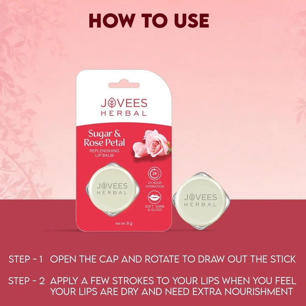 JOVEES HERBAL CARE Sugar & Rose Petal Lip Balm - Jovees  - 8G
