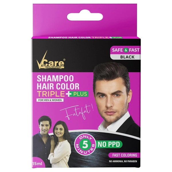 V CARE HERBAL CONCEPTS Shampoo Hair Colur (Triple Plus) - V Care - 180Ml