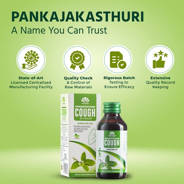 PANKAJA KASTHURI HERBALS Cough Syrup Tulsi Sugar Free - Pankaja - 100ml