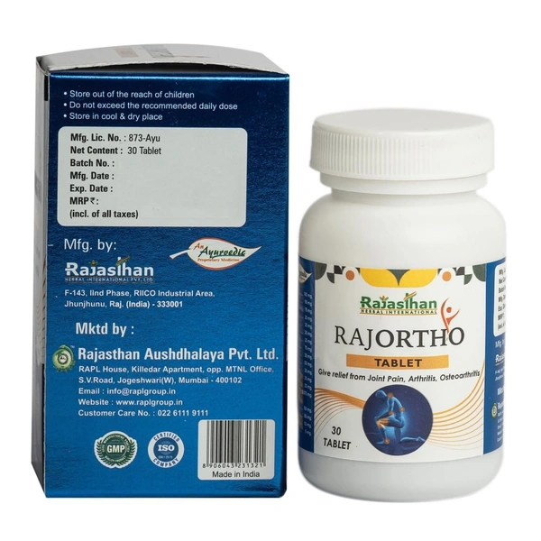 RAJASTHAN HERBALS  Rajortho Tablets - Rajasthan - 30 Tablets