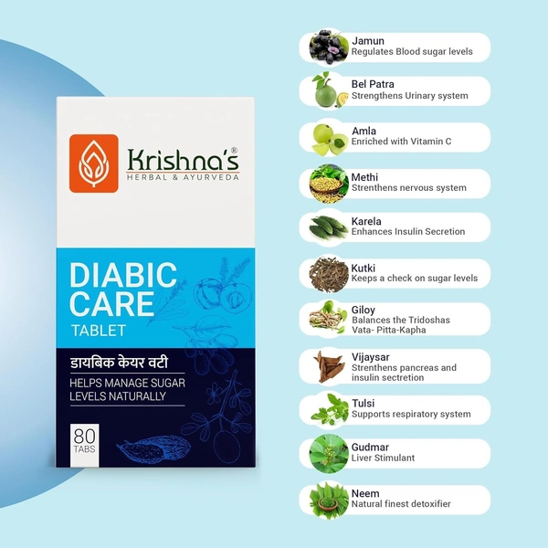 KRISHNA PHARMACY Diabic Care Tablets - Krishna'S - 80 Tablet