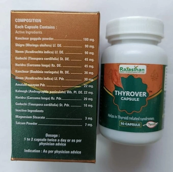 RAJASTHAN HERBALS  Thyrover Capsules - Rajasthan - 30 Capsules