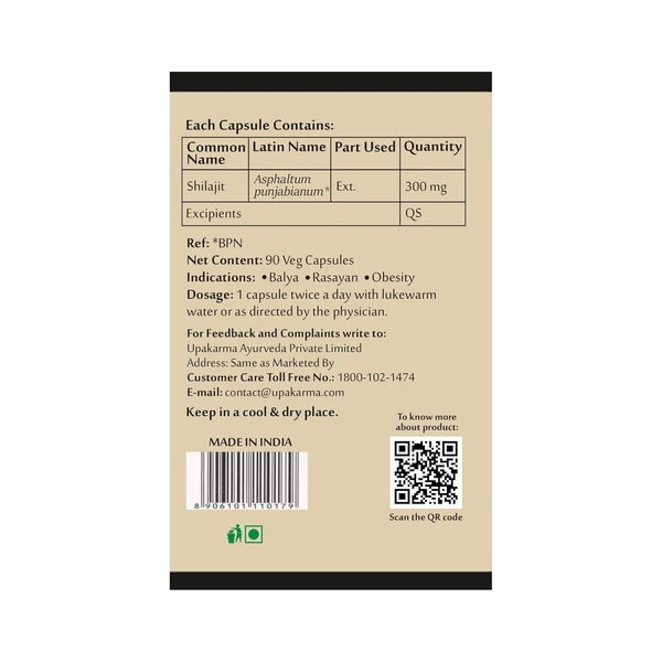 MANKIND PHARMA Ayurveda Shilajit 300Mg Veg Capsule - Upakarma - 90Capsules