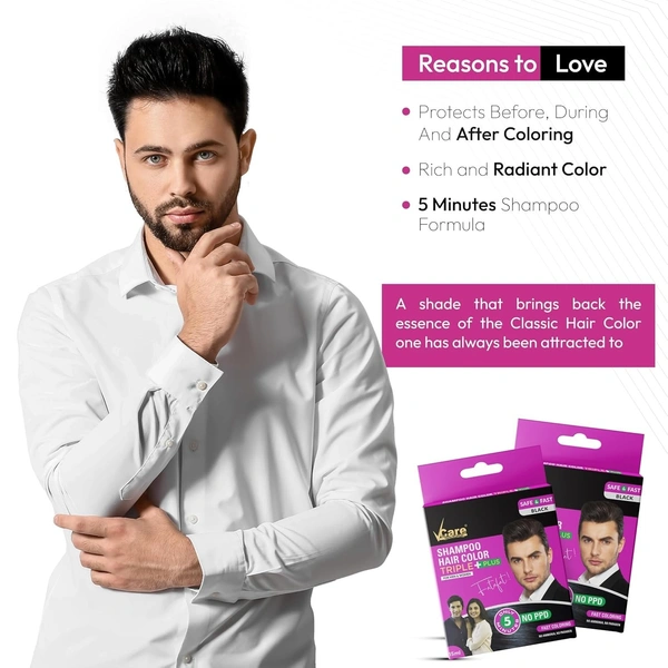 V CARE HERBAL CONCEPTS Shampoo Hair Colur (Triple Plus) - V Care - 180Ml