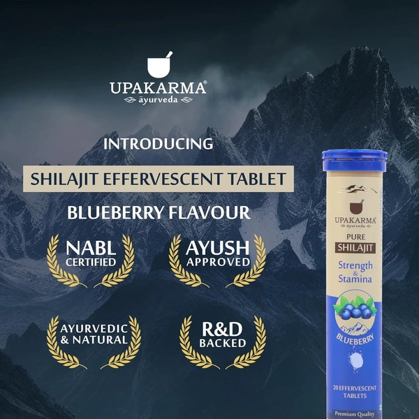 MANKIND PHARMA Pure Shilajit (Blueberry) Effervescent - Upkarma - 20Tablets