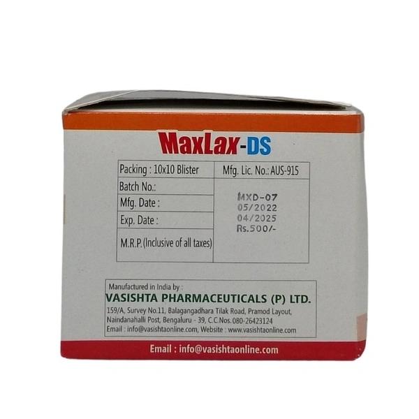 VASISHTA PHARMA Maxlax - Ds Capsule - Vasishta - 10 Capsules