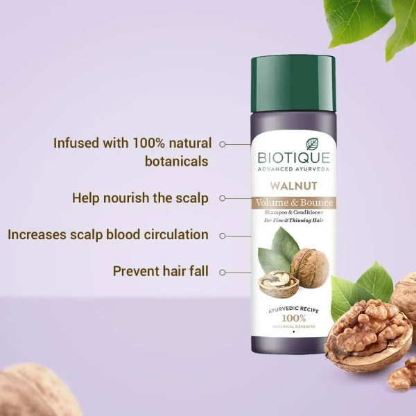 BIOTIQUE Walnut volume & bounce shampoo and conditioner- Biotique - 120ml