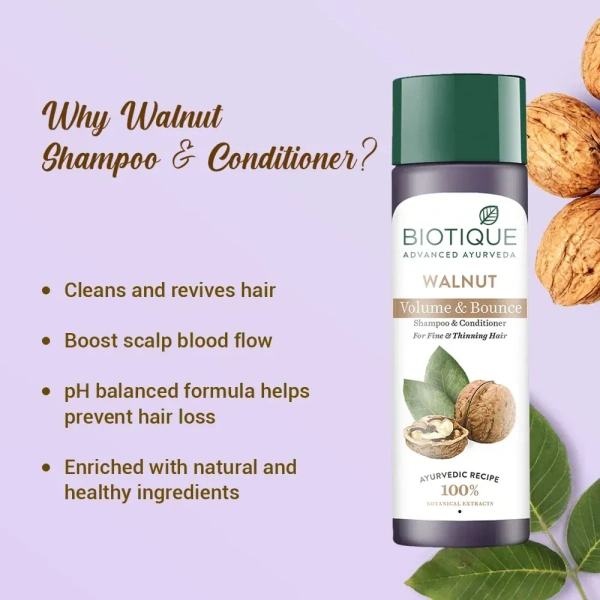 BIOTIQUE Walnut volume & bounce shampoo and conditioner- Biotique - 120ml