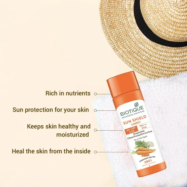BIOTIQUE Sun shield carrot 40+spf sunscreen lotion - Biotique - 50ml