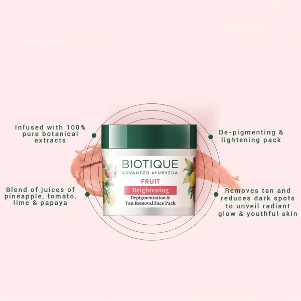 BIOTIQUE Fruit Brightening Depigmentation & Tan Removal Face Pack - Biotique - 100g