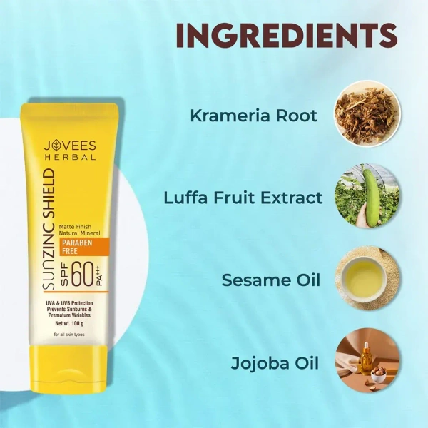 JOVEES HERBAL CARE Sun Zinc Shield SPF 60 PA+++ - Jovees - 100g