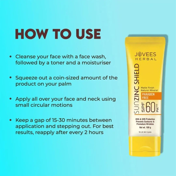 JOVEES HERBAL CARE Sun Zinc Shield SPF 60 PA+++ - Jovees - 100g