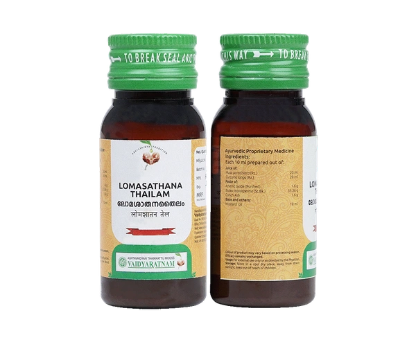 VAIDYARATHNAM Lomasathana Tail - Vaidyaratnam - 25Ml
