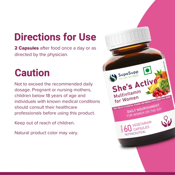 SRI SRI AYURVEDA She's Active Multivitamin Capsules - Sri Sri - 60 Capsules