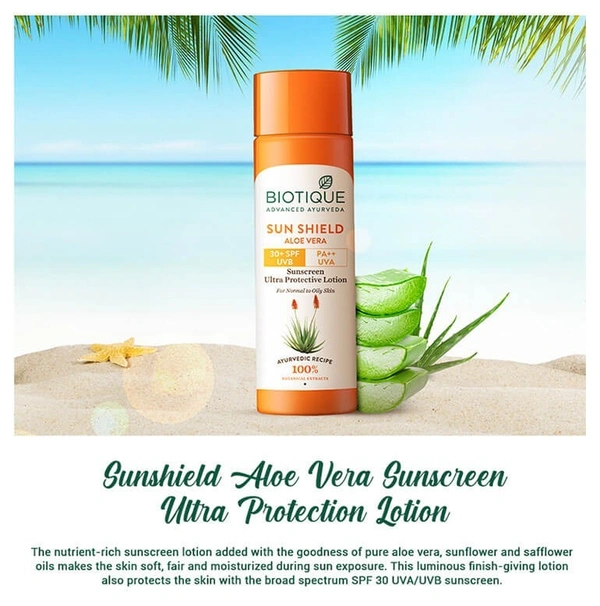 BIOTIQUE Sun shield aloe vera 75+spf sunscreen lotion - Biotique - 190ml