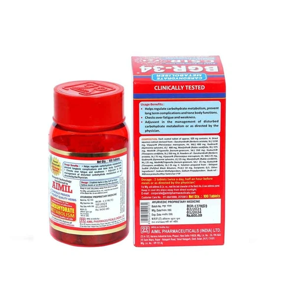 AIMIL PHARMACEUTICAL Bgr-34 Tablets - Aimil  - 100 Tablet