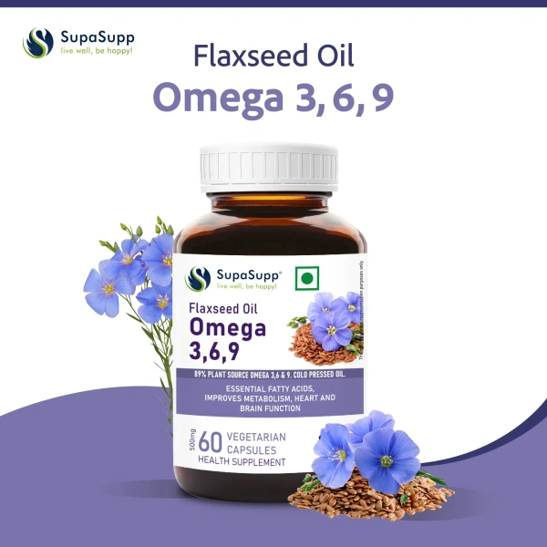 SRI SRI AYURVEDA Flaxseed Oil Capsules Omega - Sri Sri - 60 Capsules