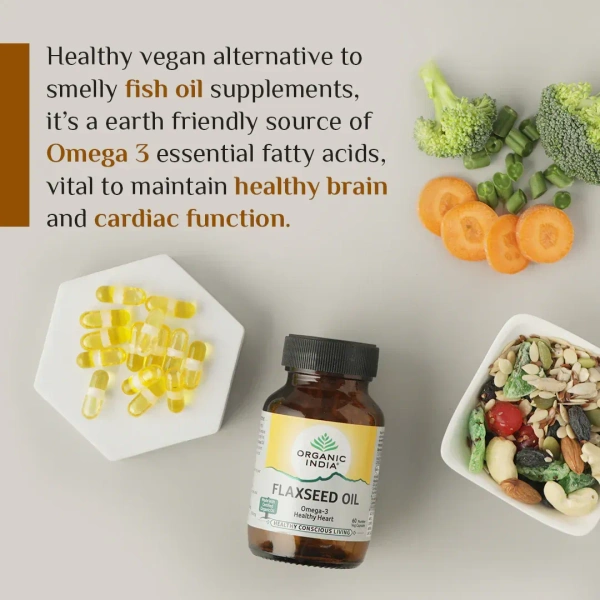 ORGANIC INDIA Flaxseed Oil Capsule - Organic - 60Capsule