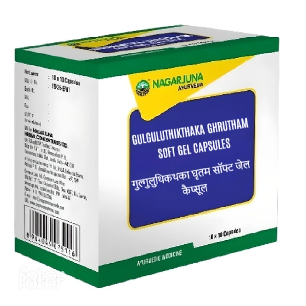 NAGARJUNA Gulguluthikthaka Ghrutham Soft Gel  Capsules - Nagarjun - 100Capsule