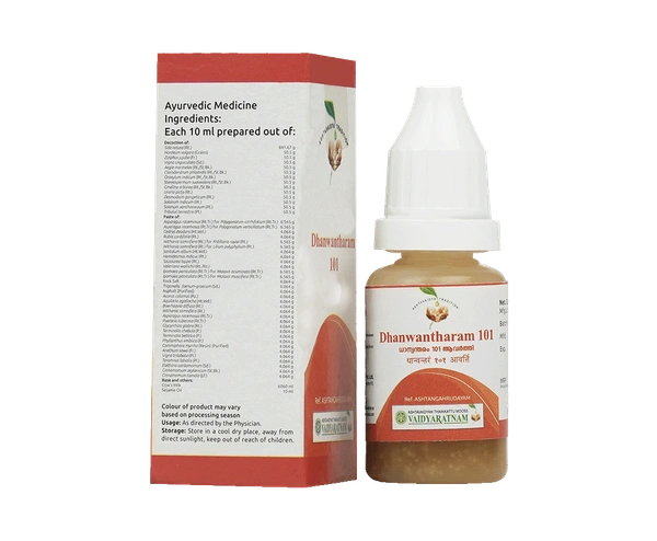 VAIDYARATHNAM Dhanwantharam 101 Drops - Vaidyaratnam - 10Ml