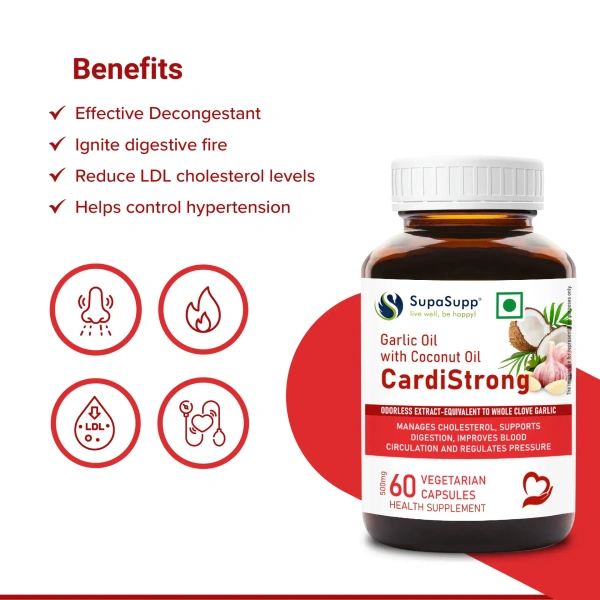 SRI SRI AYURVEDA Cardi Strong (Garlic Oil With Coconut Oil) - Sri Sri - 60 Capsules