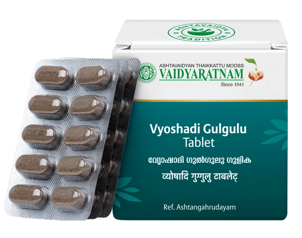 VAIDYARATHNAM Vyoshadigulgulu Gulika Tablet - Vaidyaratnam - 10 Tablets