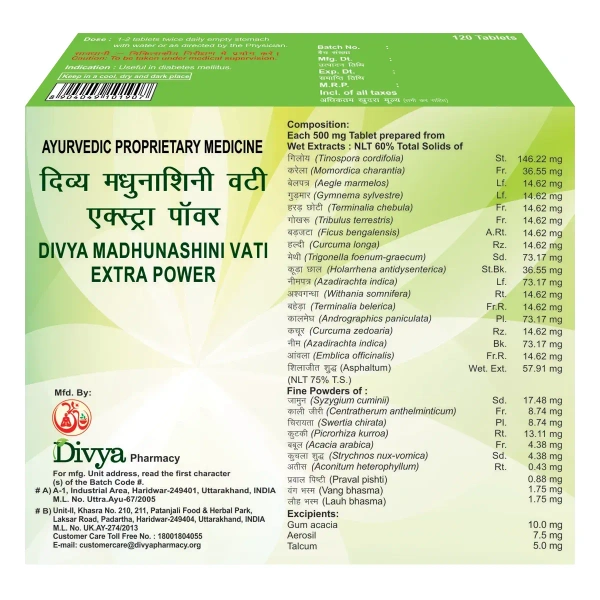 PATANJALI AYURVEDA  Divya Madhunashini Vati Extra Power 1 - Patanjali - 30 Tablets
