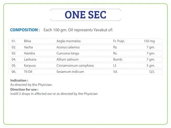 AYURCHEM PRODUCTS One Sec Drop - Ayurchem - 10Ml