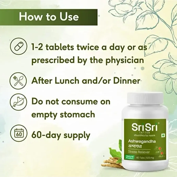 SRI SRI AYURVEDA Ashwagandha Tablet - Sri Sri - 60 Tablets