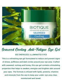 BIOTIQUE Seaweed Eye Gel  - Biotique - 15Gm