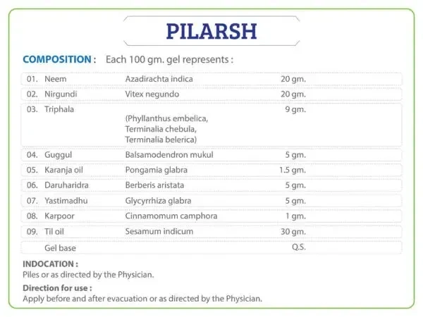 AYURCHEM PRODUCTS Pilarsh Gel - Ayurchem - 25gm