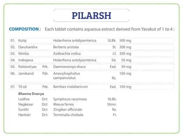 AYURCHEM PRODUCTS Pilarsh Tablet - Ayurchem - 20Tablet