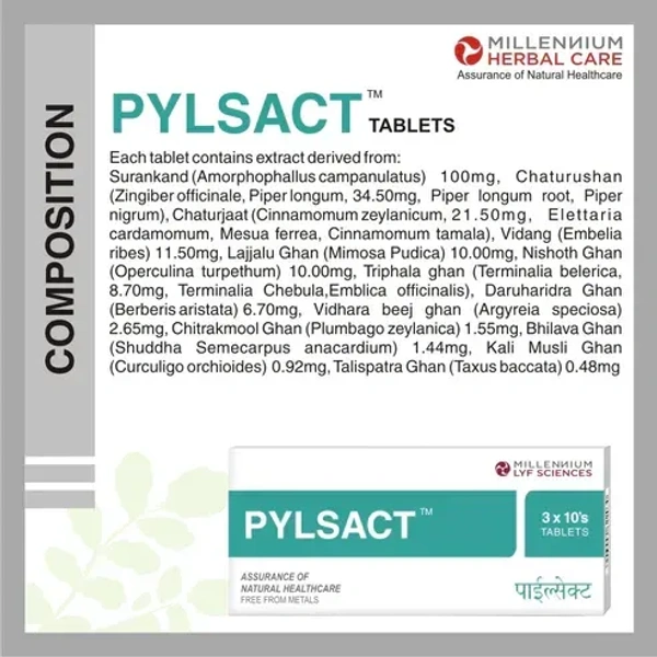 MILLENNIUM HERBALS Pylsact Tablet - Millennium - 10Tablets