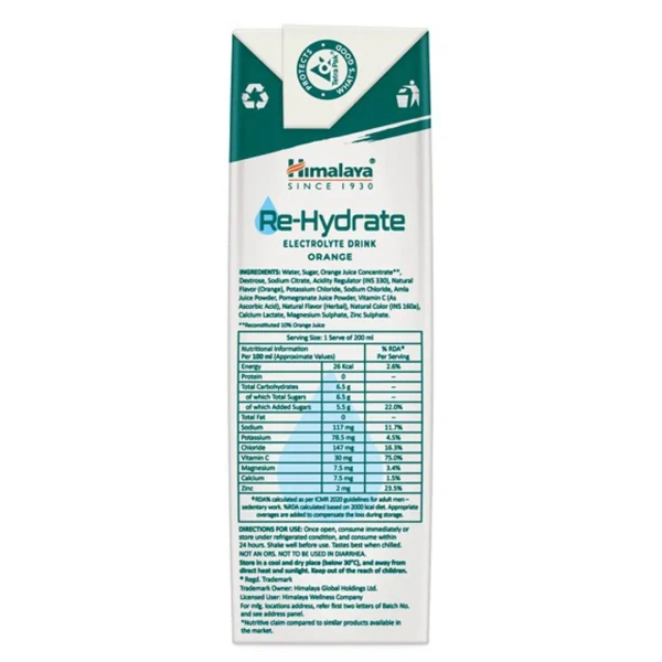 HIMALAYA DRUGS Re-Hydrate Electrolyte Drink - Himalaya - 200ml