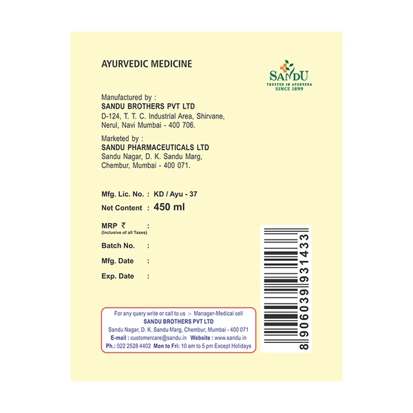 SANDU BROTHERS Rasnasaptak Kadha - Sandu  - 450Ml