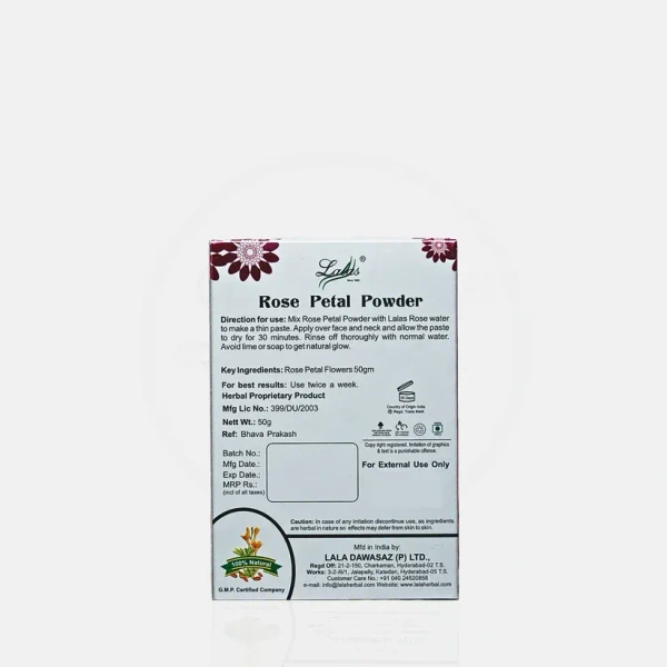LALA DAWASAZ PVT LTD Rose Petal Powder - Lalas - 50Gm